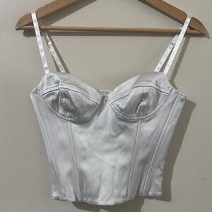 TEN Chic White Satin Corset Top